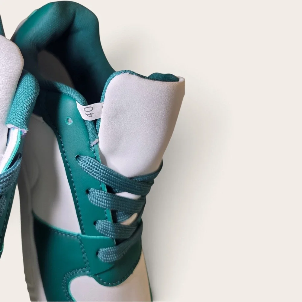 Teal & White Color Block Platform Sneaker Size 40 New Without Box